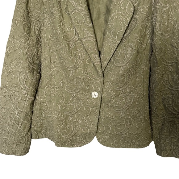Windsmoor Embroidered Linen Olive Green Paisley Women's Jacket Size 14 Textured - Picture 13 of 15